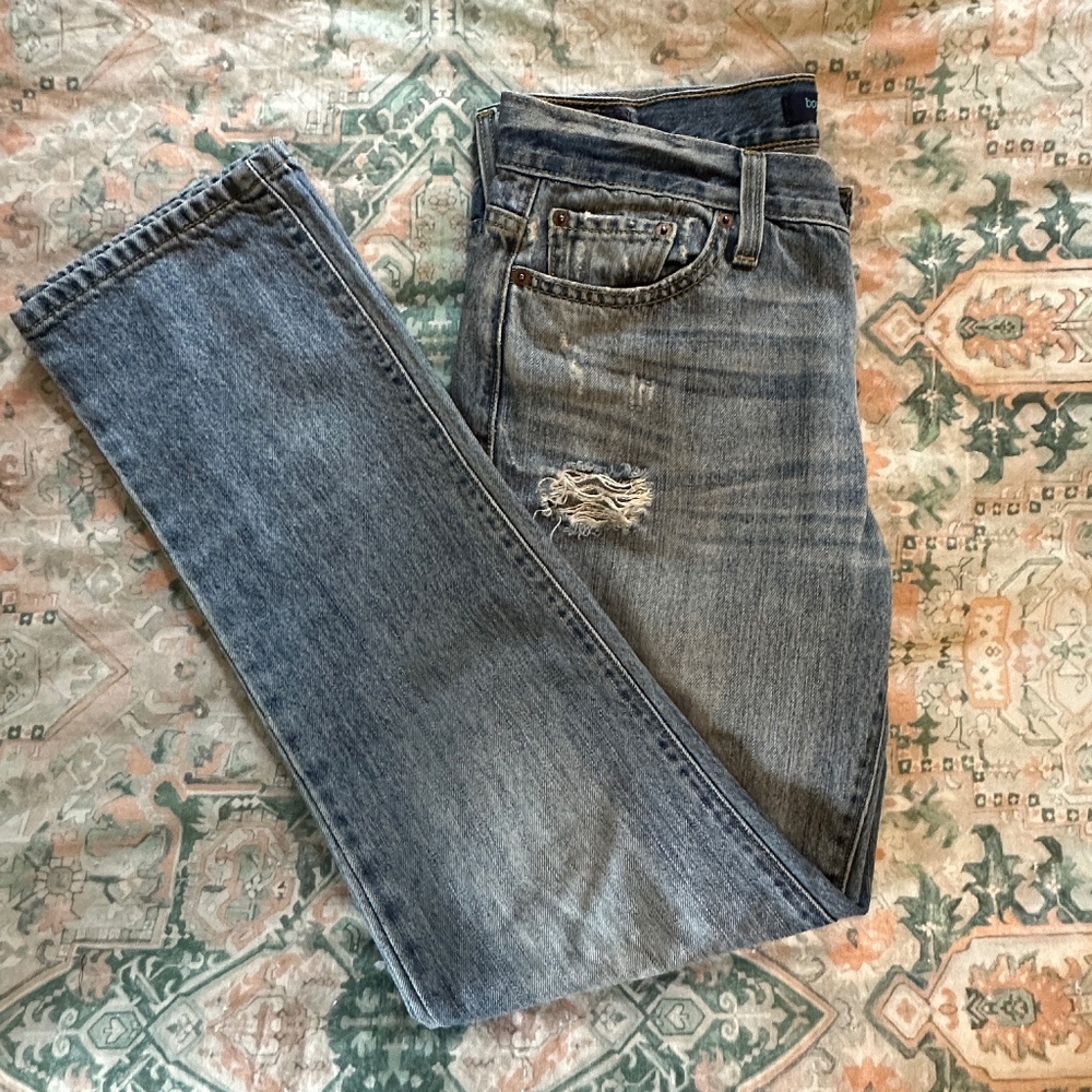Levi’s Distressed Light-wash Boyfriend Jeans, Size 5.